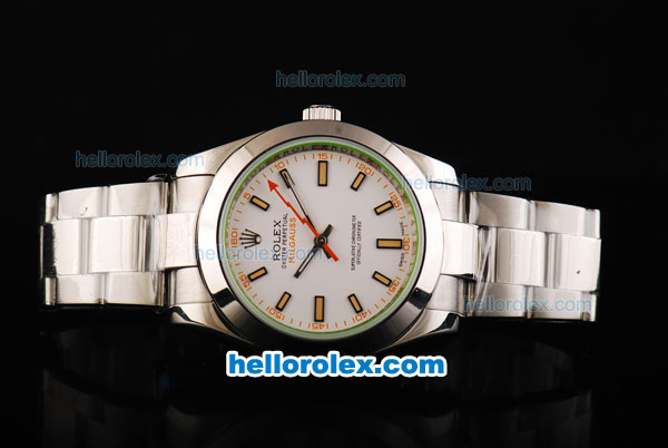Rolex Milgauss Automatic Movement as the Swiss case with White Dial and Orange Marking - Click Image to Close